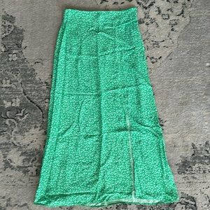 Green floral midi skirt